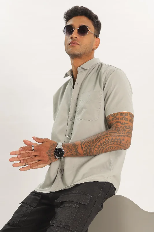 Men's Casual Friday Shirts for Relaxed Office DaysLight Gray Half Sleeve Regular Fit Shirt Men's Casual Friday Shirts for Relaxed Office DaysLight Gray Half Sleeve Regular Fit Shirt