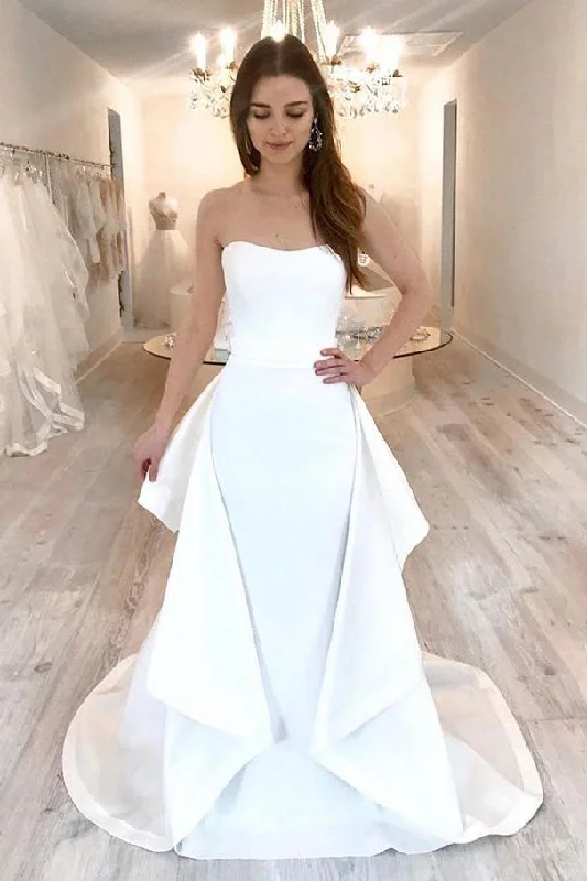 Asymmetric DressElegant Strapless Style Long Wedding Dresses Charming Bridal Gowns Y0035