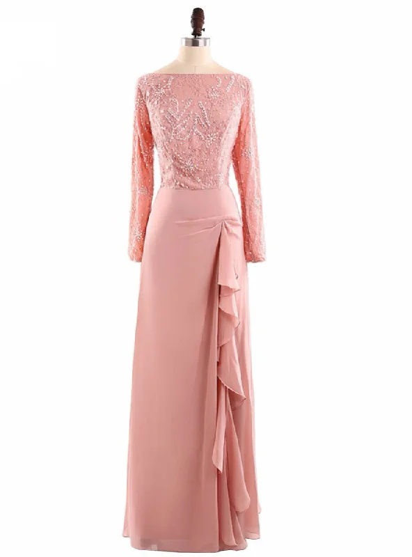 Embellished DressFull Sleeves Zipper Back Beading Mother of the Bride Dresses