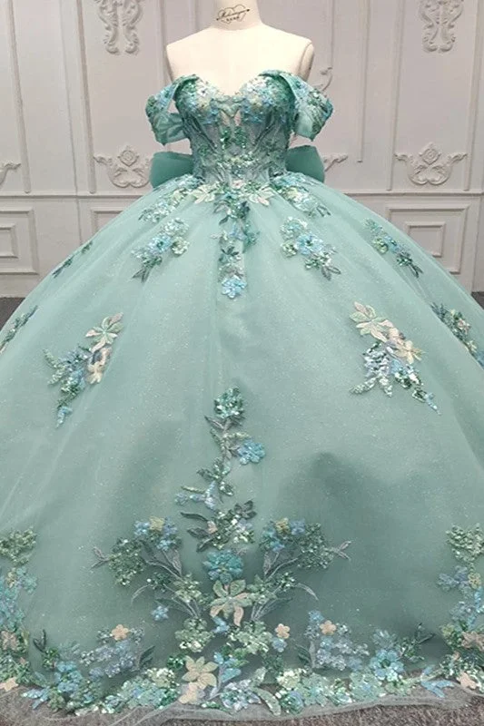women's bodycon dressesExquisite Off the Shoulder Sweetheart Ball Gown Quinceanera Dresses with Bowknot