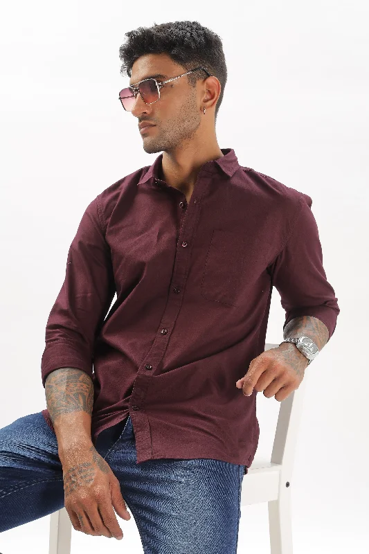 Men's Denim Shirts for a Rugged LookMagenta Regular Fit Plain Full Sleeve Shirt
