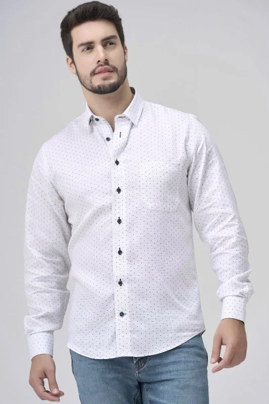 Men's Big and Tall Shirts for Added ComfortWhite with Black Micro Dot Print No-Iron Cotton Sport Shirt with Hidden Button Down Collar by Leo Chevalier Men's Big and Tall Shirts for Added ComfortWhite with Black Micro Dot Print No-Iron Cotton Sport Shirt with Hidden Button Down Collar by Leo Chevalier