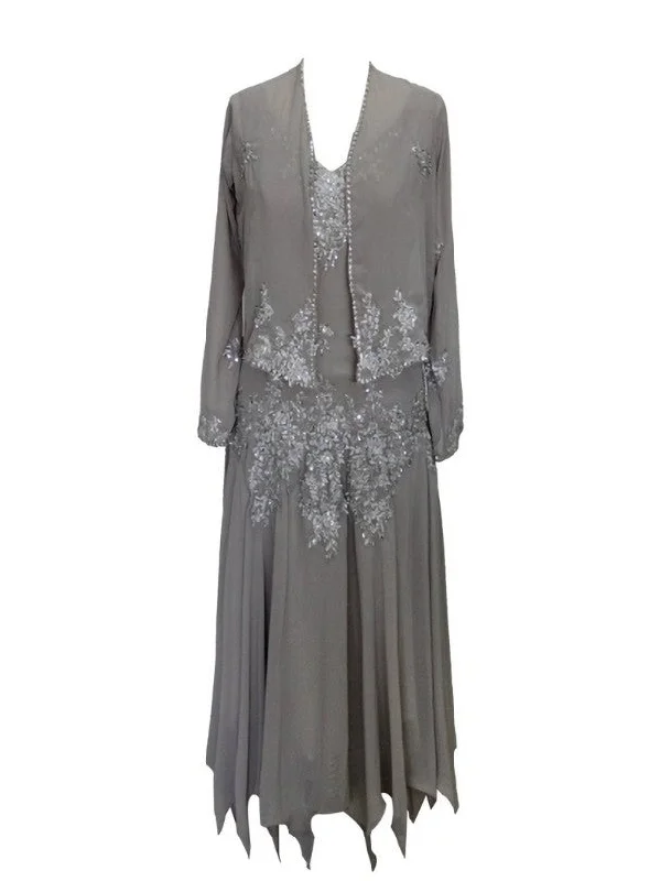 Wedding DressElegance Long Sleeves Tea-Length Mother of the Bride Dress