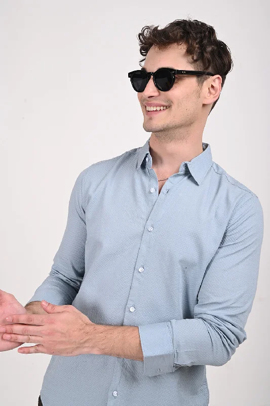 Durable Men's Work ShirtsLight Blue Urban Grid Shirt