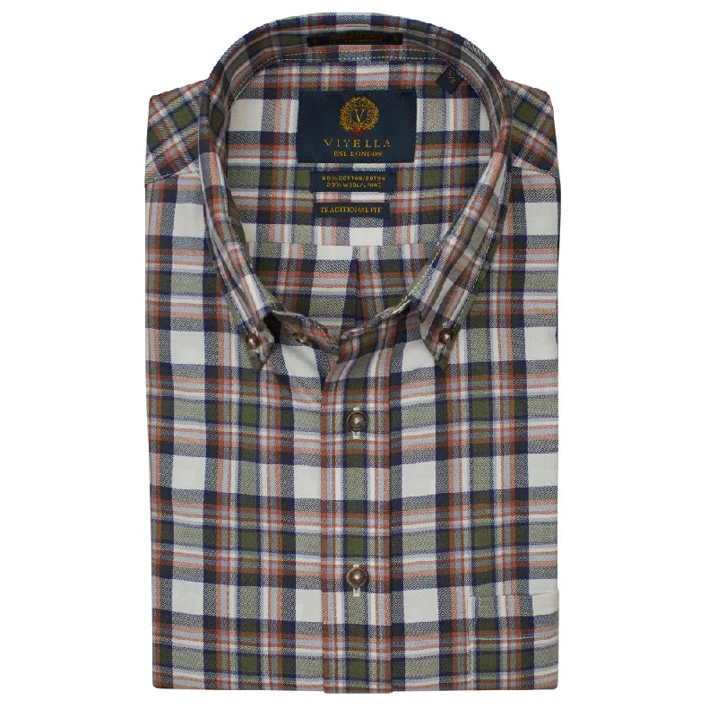 Men's Tennis Shirts for Court ComfortSage, Rust, and Natural Plaid Cotton and Wool Blend Button-Down Shirt by Viyella Men's Tennis Shirts for Court ComfortSage, Rust, and Natural Plaid Cotton and Wool Blend Button-Down Shirt by Viyella