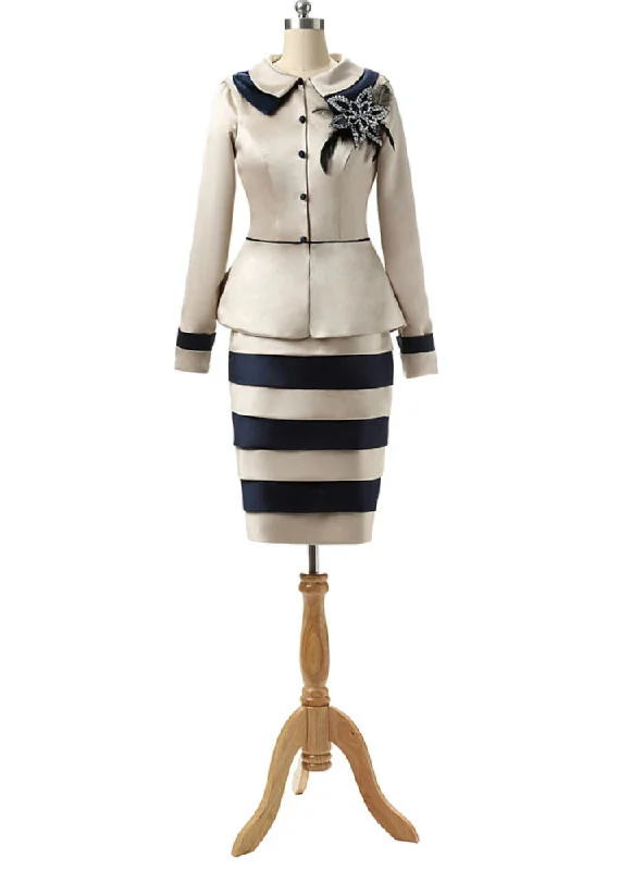 Leather DressChampagne 3/4 Sleeve Knee Length Mother of the Bride Dresses With Jacket