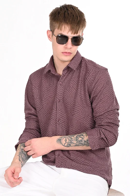 Men's Insulated Shirts for Cold WeatherRose Gold Textured Regular Fit Shirt