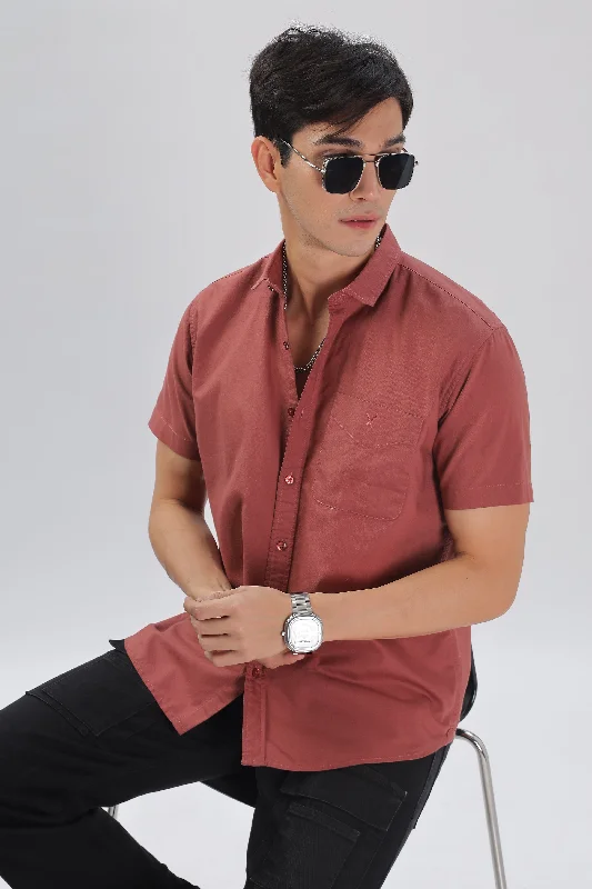 Men's Fishing Shirts for Water SportsBrick Red Half Sleeve Regular Fit Shirt