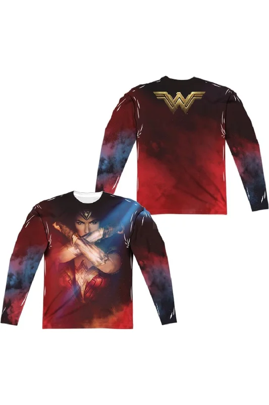 Wonder Woman Movie Arms Crossed (Front/Back Print) Long Sleeve Adult Poly Crew Tee / T-Shirt