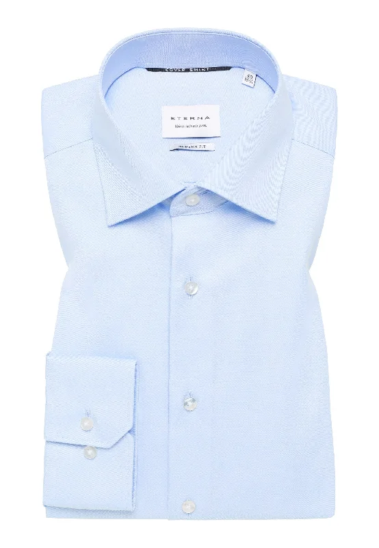 Men's Vintage T-Shirts for a Retro Vibe'Cover Shirt' In Sky Blue - Modern Fit - Opaque Half Ply Cotton Twill Shirt with Kent Collar by Eterna 1863 Men's Vintage T-Shirts for a Retro Vibe'Cover Shirt' In Sky Blue - Modern Fit - Opaque Half Ply Cotton Twill Shirt with Kent Collar by Eterna 1863