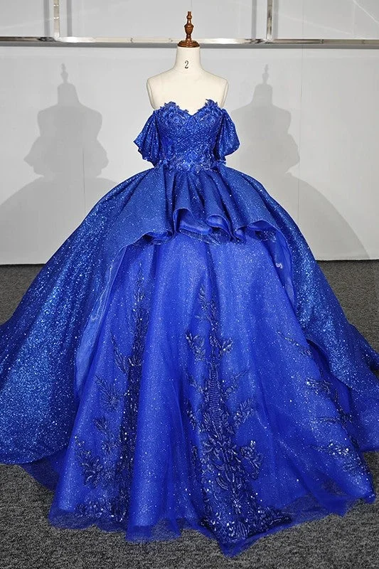 women's statement dressesGorgeous Sweetheart Ball Gown Cap sleeve Court Train Quinceanera Dresses
