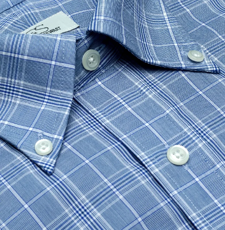 Men's Striped Long-Sleeve Shirts for a Maritime FeelBlue University Glen Plaid Cotton Dress Shirt with Button-Down Collar by Cooper & Stewart Men's Striped Long-Sleeve Shirts for a Maritime FeelBlue University Glen Plaid Cotton Dress Shirt with Button-Down Collar by Cooper & Stewart