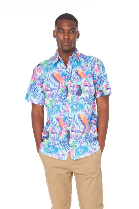 Men's Iron-Free Shirts for Wrinkle-Resistant WearJUNGLE BIRDS SHORT SLEEVE SHIRT