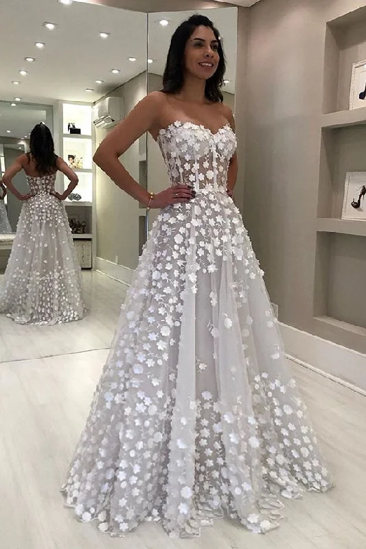 Custom DressElegant Sweetheart White A Line Floor Length Beach Wedding Dresses Bridal Dresses Y0017