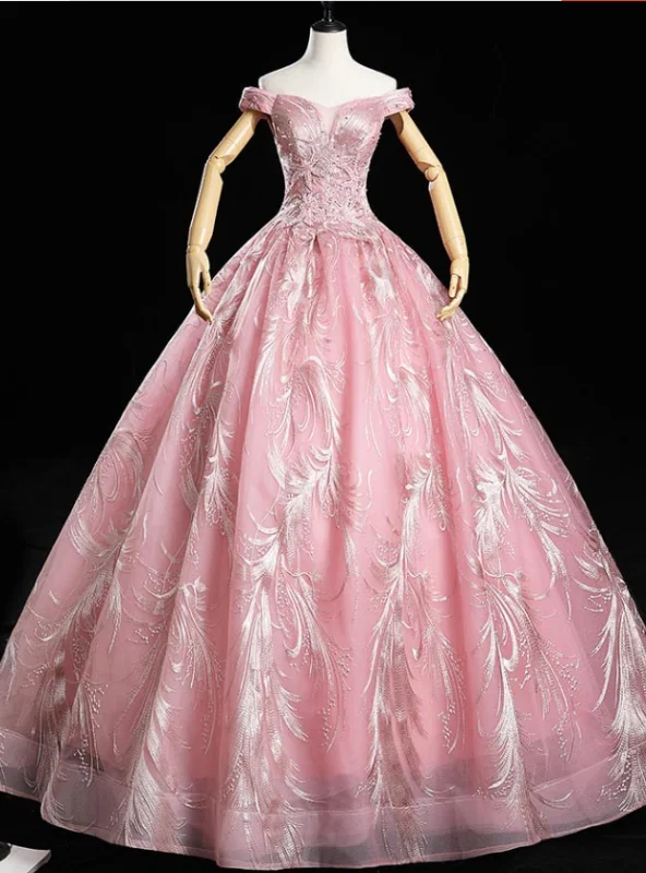 Velvet DressFit Your Body Type Pink Embroidery Sequins Off the Shoulder Beading Quinceanera Dress