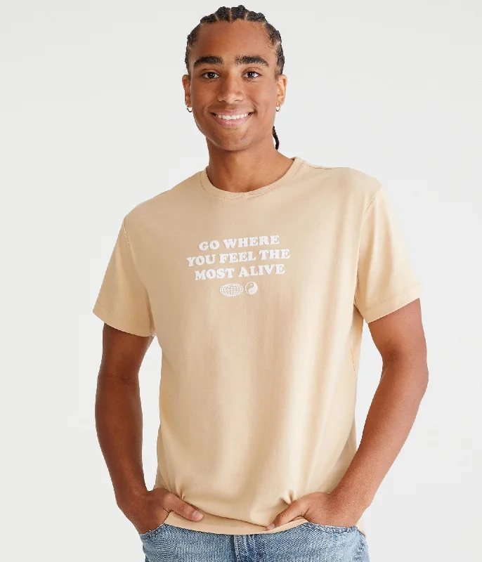 Aeropostale Go Where You Feel Alive Flocked Graphic Tee
