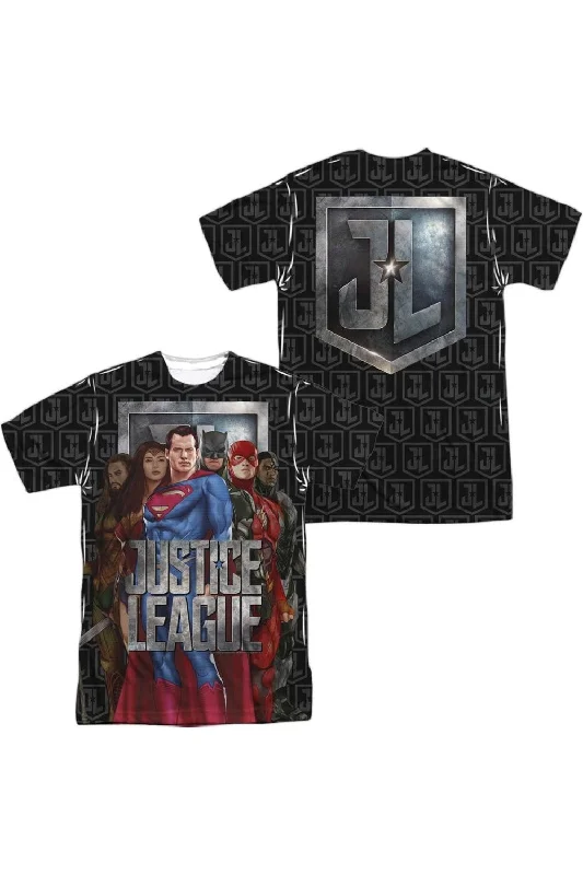 Justice League Movie The League (Front/Back Print) Short Sleeve Adult Poly Crew Tee / T-Shirt