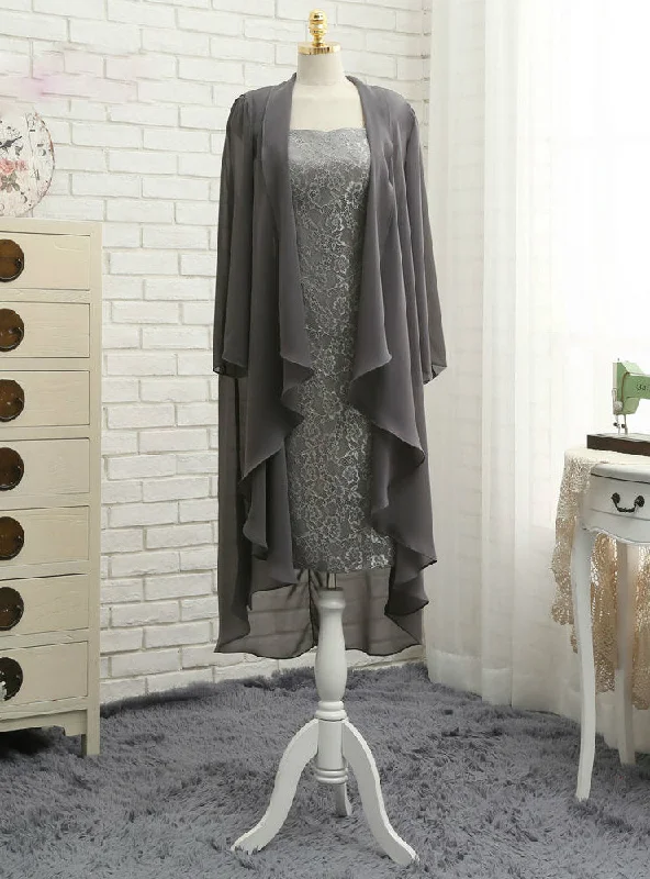 women's club dressesBrilliant Gray Mother Of The Bride Dresses Sheath Cap Sleeves