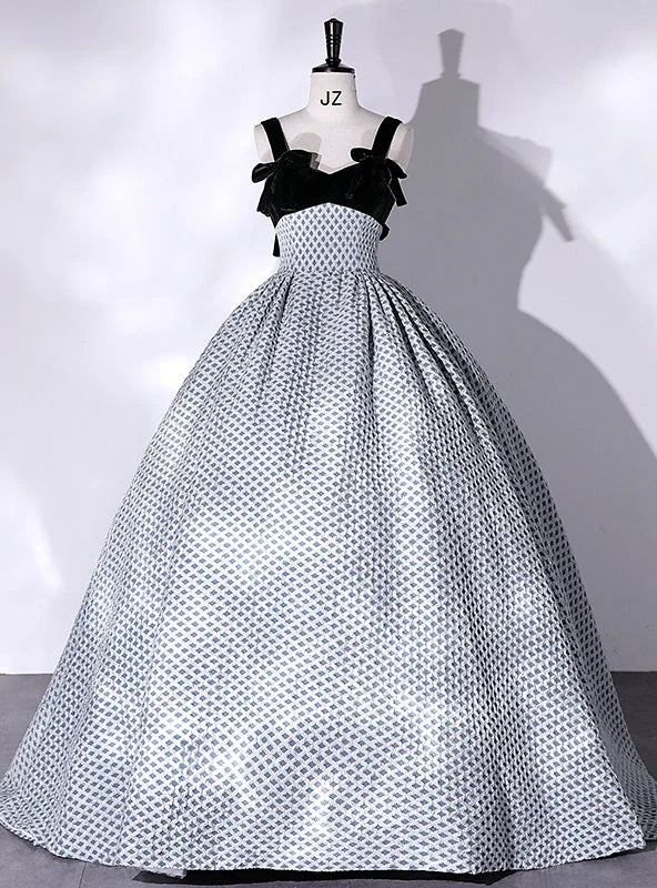 Crepe DressBlue Straps Black Velvet Quinceanera Dress