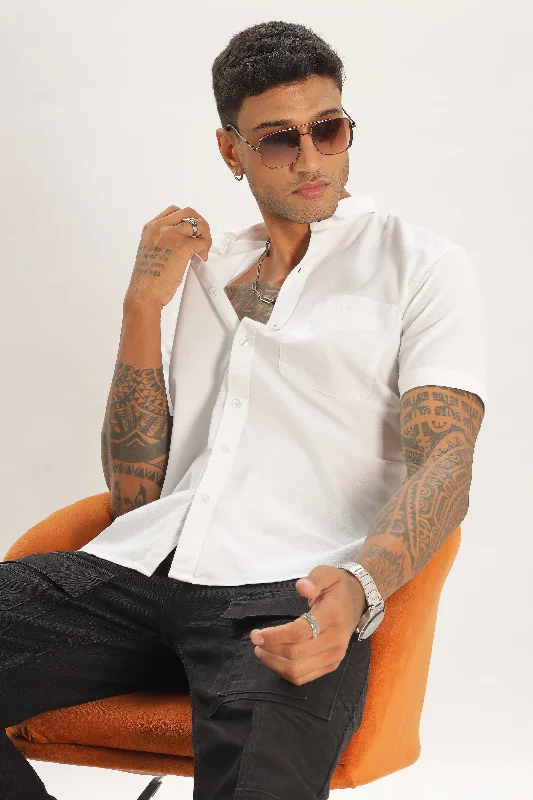 Men's Moisture-Wicking Shirts for All-Day ComfortWhite Half Sleeve Regular Fit Shirt Men's Moisture-Wicking Shirts for All-Day ComfortWhite Half Sleeve Regular Fit Shirt