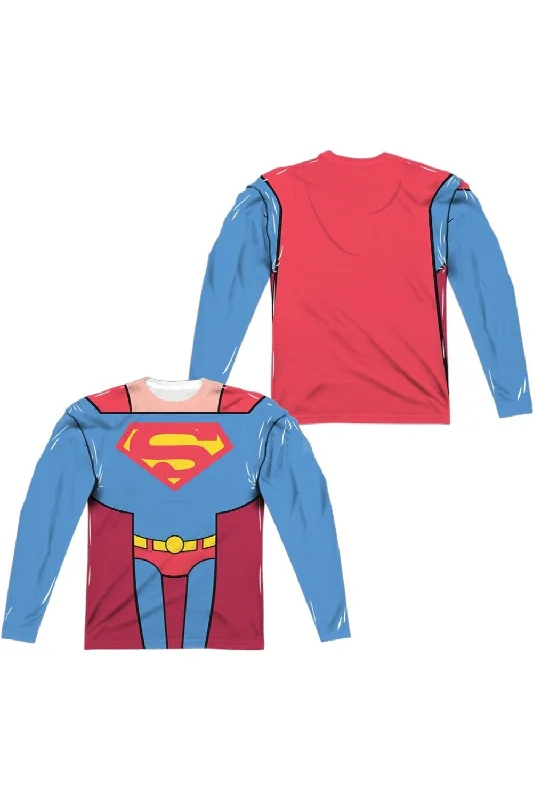 Teen Titans Go To The Movies Superman Uniform (Front/Back Print) Long Sleeve Adult Poly Crew Tee / T-Shirt