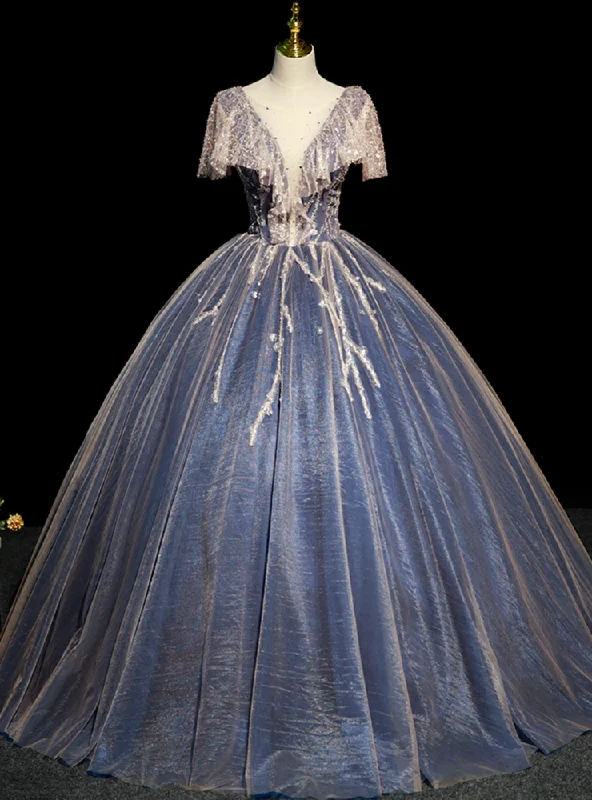 Neon DressBlue Tulle Ball Gown Quinceanera Dress