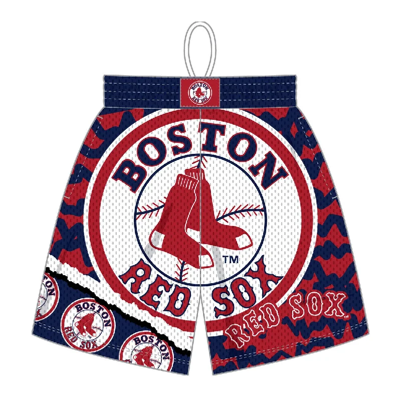 High-Quality Men's Swim ShortsMitchell & Ness Mens MLB Boston Red Sox Jumbotron 2.0 Sublimated Shorts PSHR1220-BRSYYPPPNYRD Navy/Red
