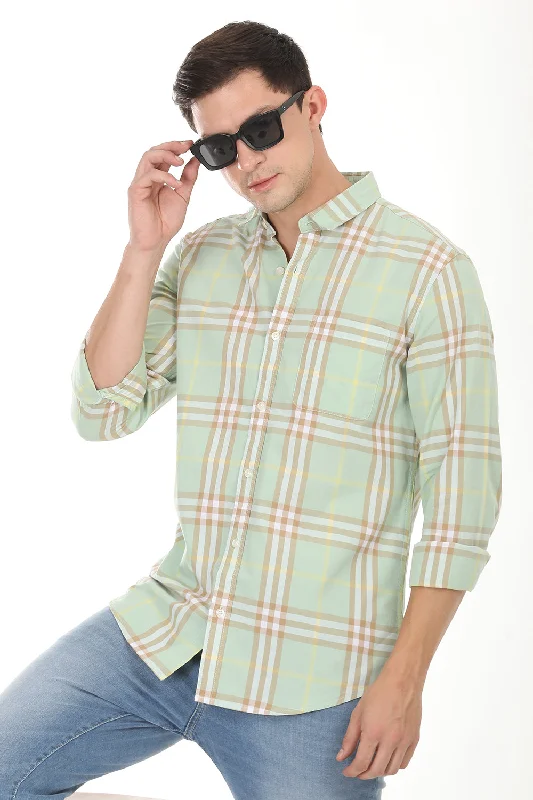 Men's Graphic Print T-Shirts for a Statement LookGridline Checkered Shirt - Light Green