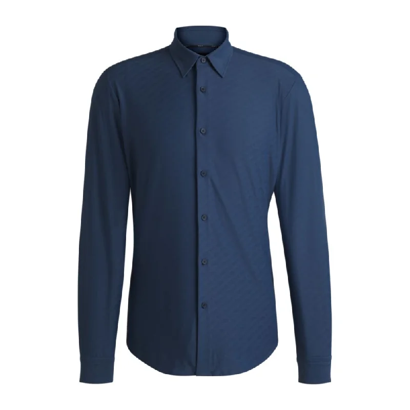Comfortable Men's Flannel ShirtsSlim-fit shirt in performance-stretch monogram jacquard Comfortable Men's Flannel ShirtsSlim-fit shirt in performance-stretch monogram jacquard