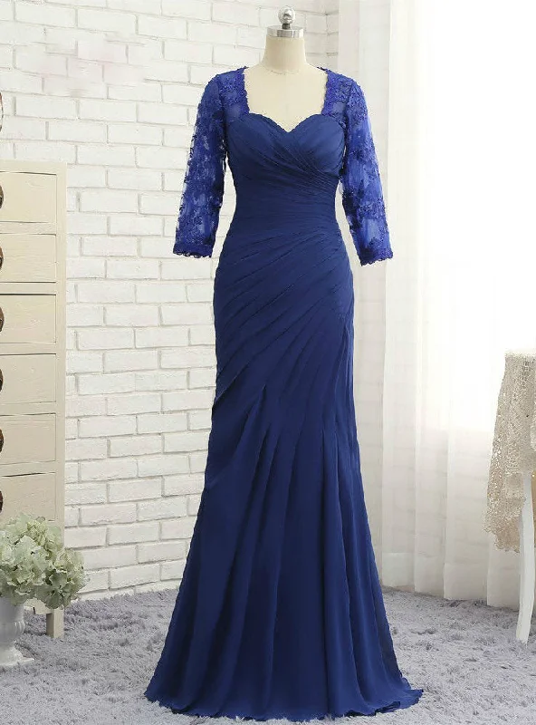 women's empire-line dressesCharming Plus Size Royal Blue Mother Of The Bride Dresses Mermaid 3/4 Sleeves