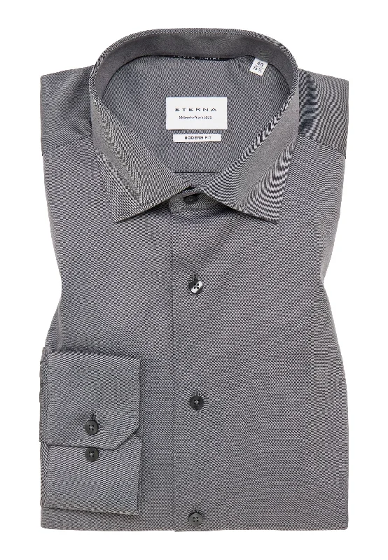 Men's Floral Print Shirts for Spring and Summer'Cover Shirt' In Steel Grey - Modern Fit - Opaque Half Ply Cotton Twill Shirt with Kent Collar by Eterna 1863 Men's Floral Print Shirts for Spring and Summer'Cover Shirt' In Steel Grey - Modern Fit - Opaque Half Ply Cotton Twill Shirt with Kent Collar by Eterna 1863
