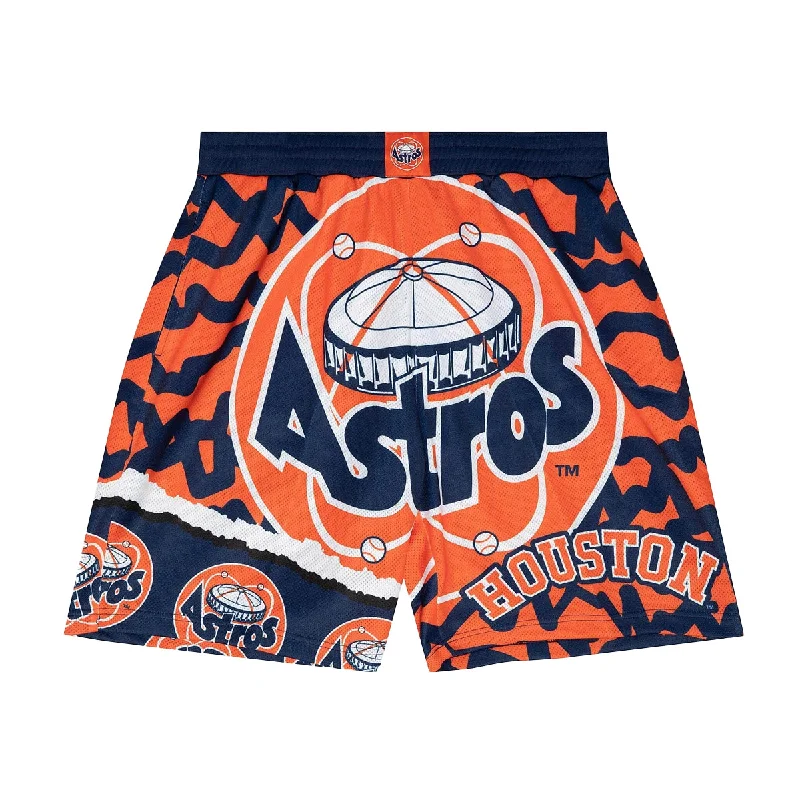 Men's Flexible High-Performance ShortsMitchell & Ness Mens MLB Houston Astros Jumbotron 2.0 Sublimated Shorts PSHR1220-HASYYPPPNYOR Navy/Orange
