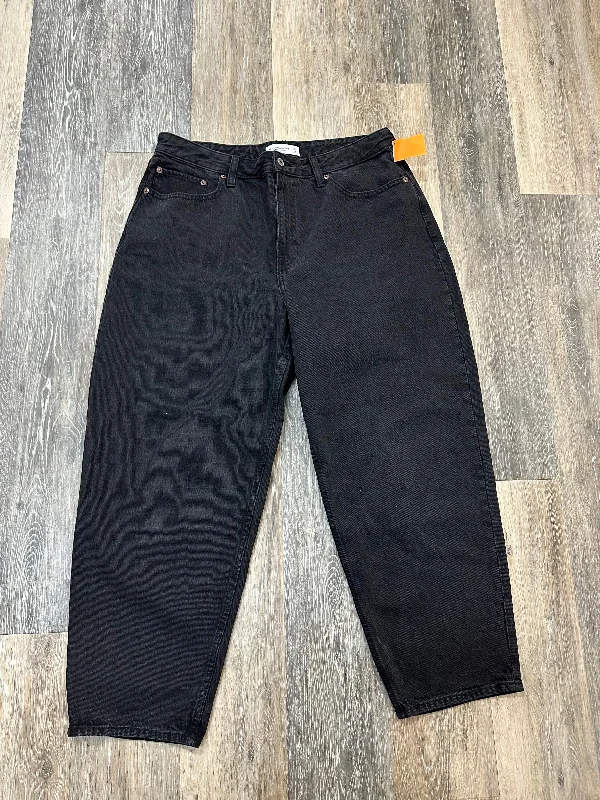 Baggy Men's JeansJeans Straight By Abercrombie And Fitch In Black Denim, Size: 14 Short