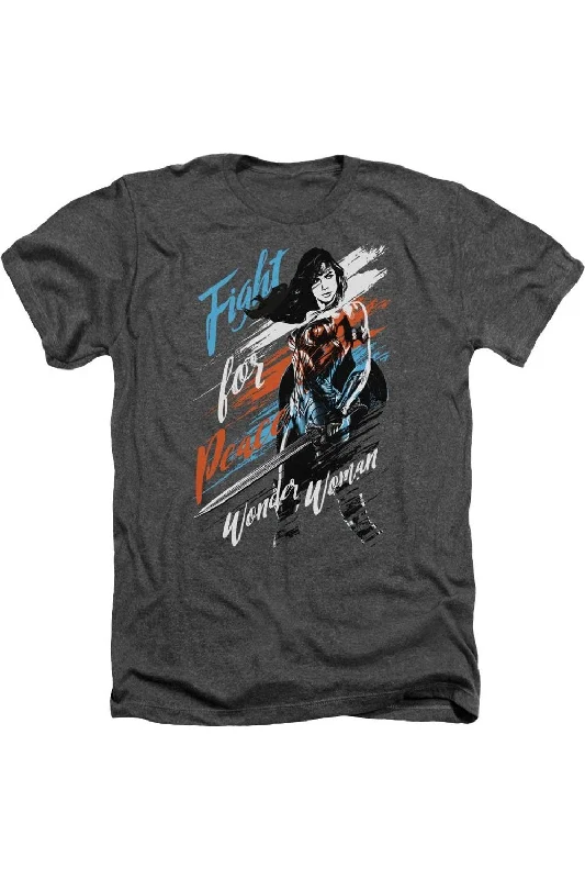 Wonder Woman Movie Fight For Peace Adult Heather Tee / T-Shirt