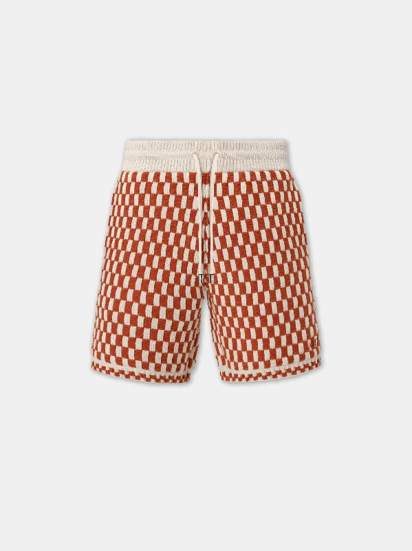 Men's Ripstop Travel ShortsCHECKERED SHORT - Burnt Orange