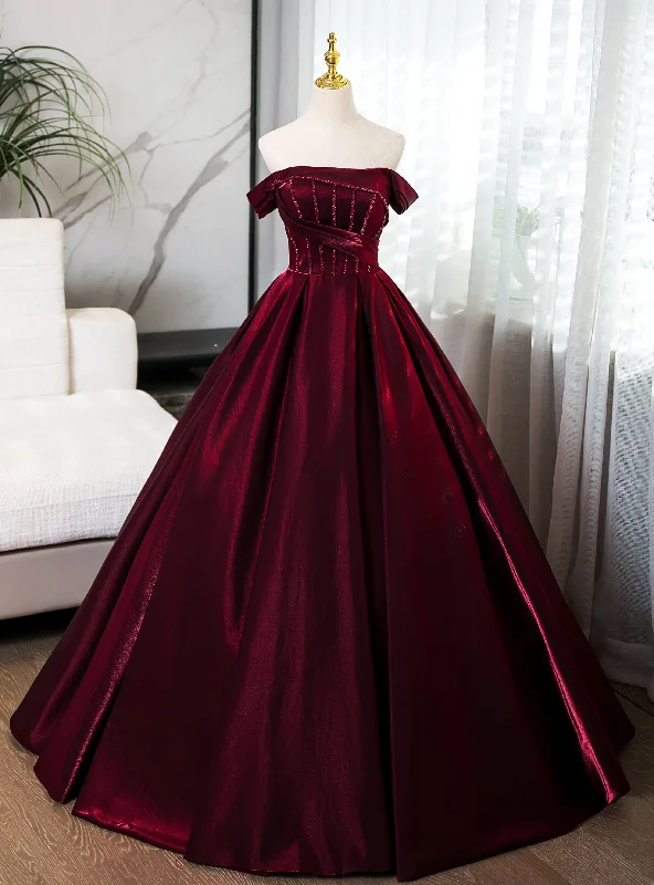 women's high-end dressesBurgundy Off the Shoulder Beading Quinceanera Dress