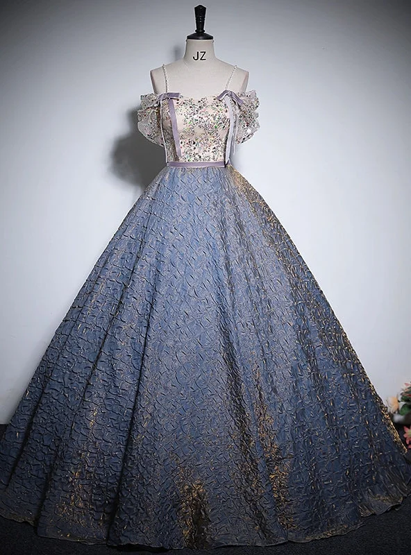 Sheath DressBlue Sapaghetti Straps Sequins Quinceanera Dress