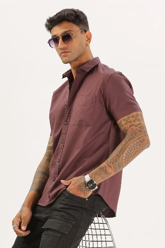 Men's Oxford Shirts for a Preppy StyleWine Half Sleeve Regular Fit Shirt