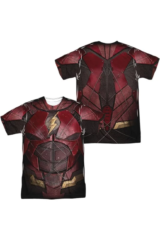 Justice League Movie Flash Uniform (Front/Back Print) Short Sleeve Adult Poly Crew Tee / T-Shirt