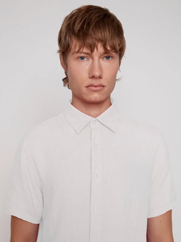 Men's Pattern Mixing Shirts for Creative StyleLINEN BLEND SHORT SLEEVE SHIRT