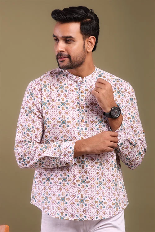 Layered Men's Henley ShirtsShuddhi Blue And Mustard Design Mens Shirt
