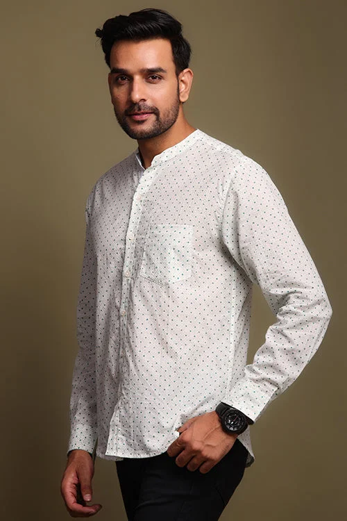 Men's Plaid Shirts for a Country CharmShuddhi Teal Pola Dots Mens Shirt
