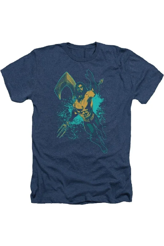 Aquaman Movie Make A Splash Adult Heather Tee / T-Shirt