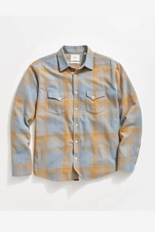 Men's Essential Dress Shirts for Everyday WearPlaid Western Shirt In Faded Denim