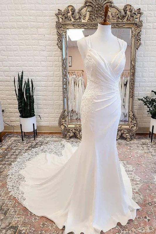 Tulle DressNew Arrival Elegant Long Mermaid Spaghetti Straps Wedding Dresses Y0149