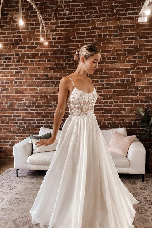 women's formal dressesA Line Chiffon Wedding Dresses with Appliques N075
