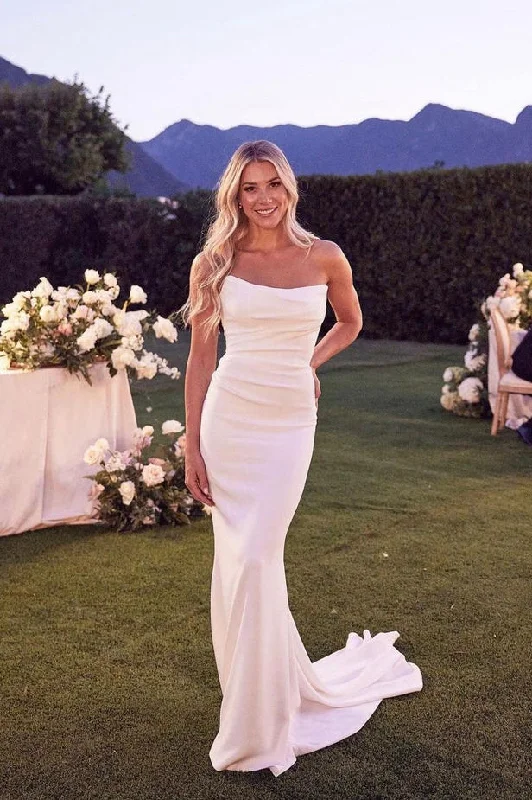 Chic DressSpaghetti Straps Mermaid Scoop Neck Wedding Dresses N071