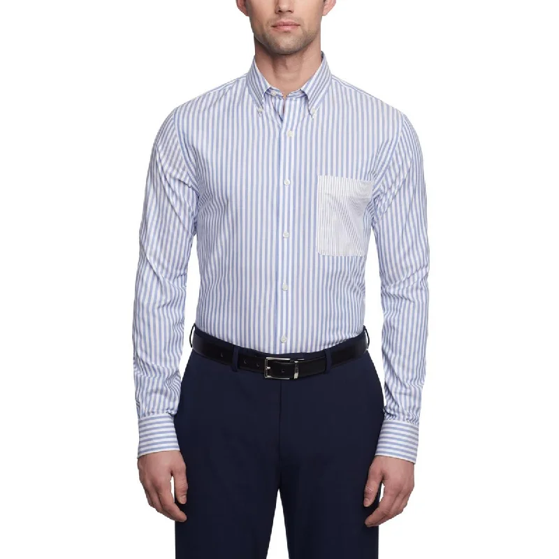 Men's Collared Shirts for Formal OccasionsMens Striped Polyester Button-Down Shirt