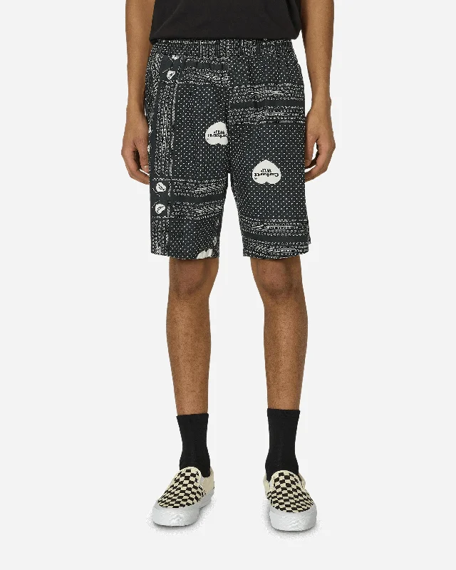 Flexible Men's Yoga ShortsHeart Bandana Shorts Black