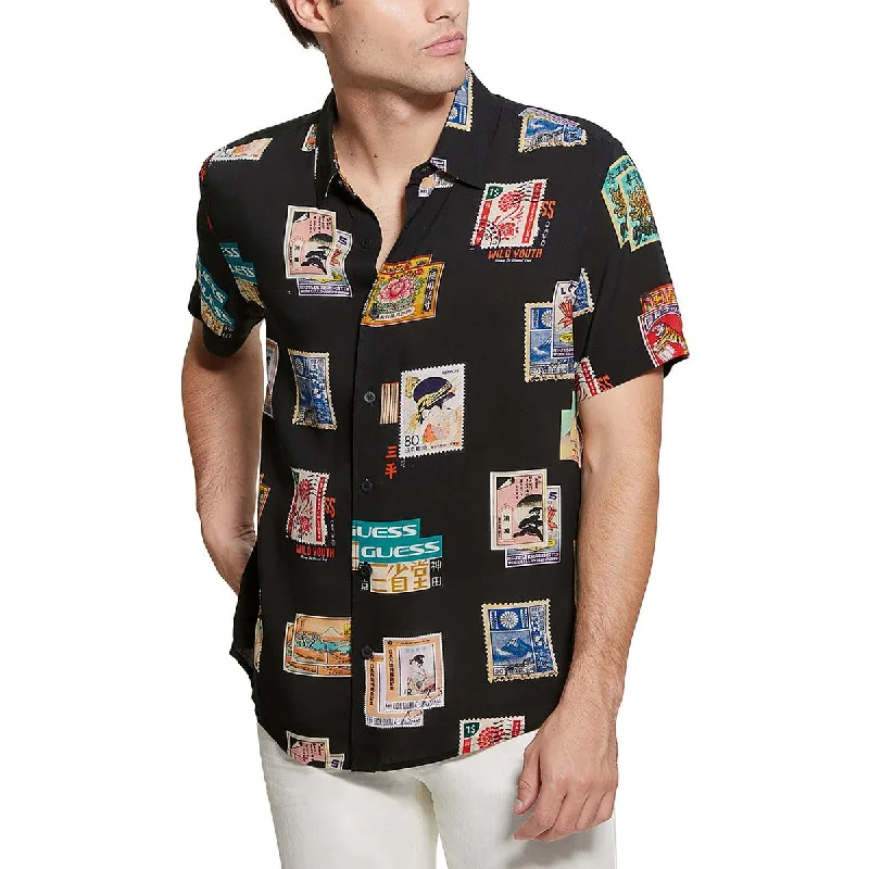 Men's Big and Tall Shirts for Added ComfortMens Graphic Viscose Button-Down Shirt